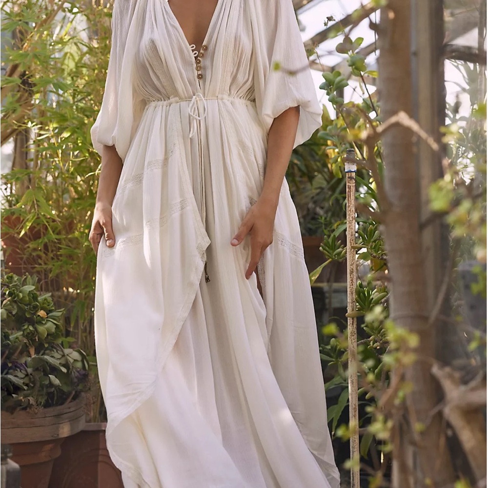 Free People Ivory/White Boho Maxi Dress